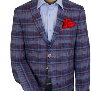 Lauren Ralph Lauren Blue and Red Plaid Blazer